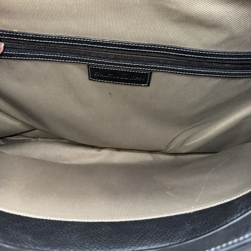 Johnston & Murphy J & M Black Pebbled Leather Briefcase Laptop Messenger Bag